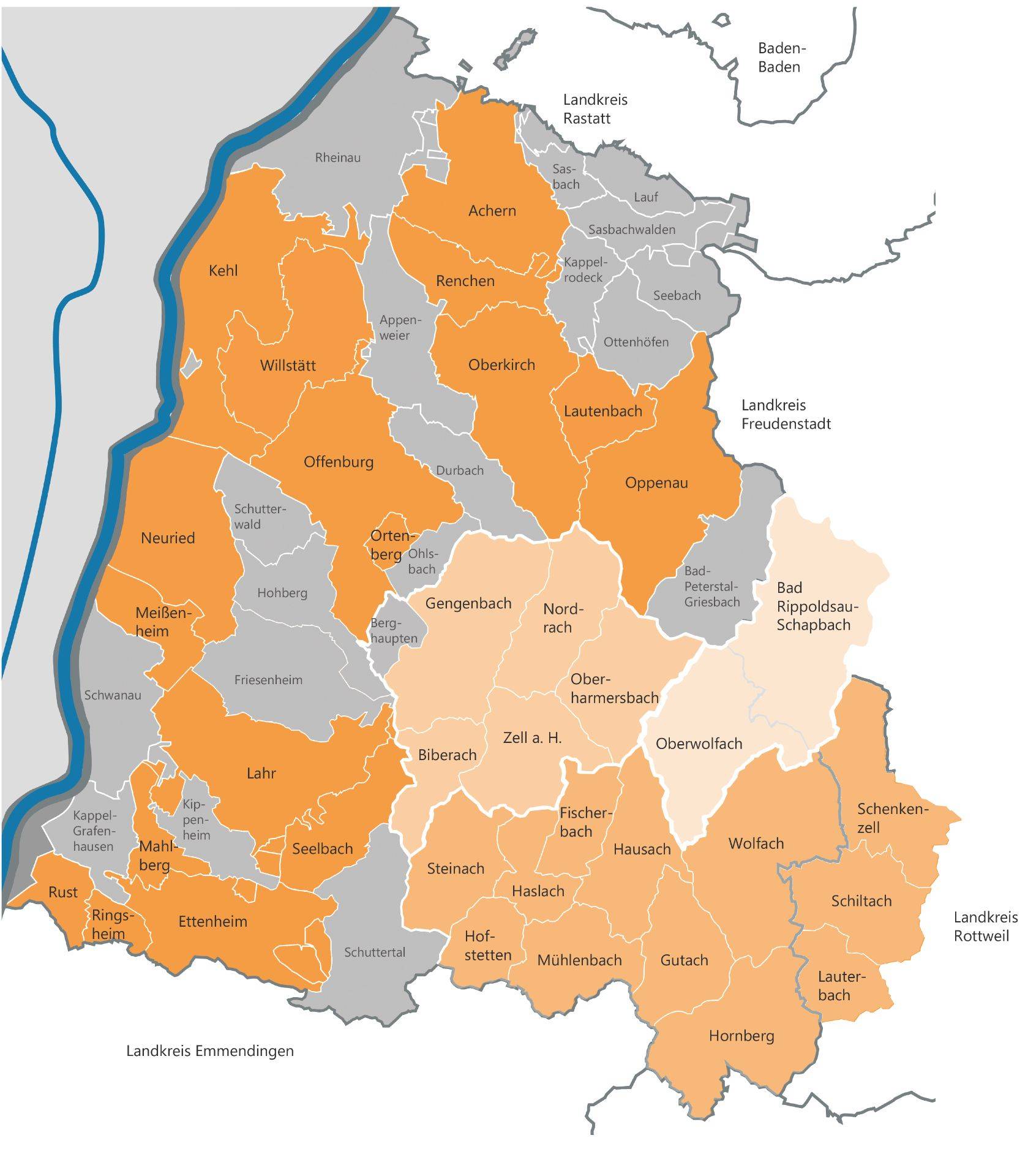 Alle Kommunen der Ortenau, Quelle: Web Commerce, Wikimedia Commons (Hagar66)